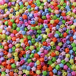 彩色亚克力五角星四通孔珠 DIY 手链手串串珠钥匙链饰品配件材料