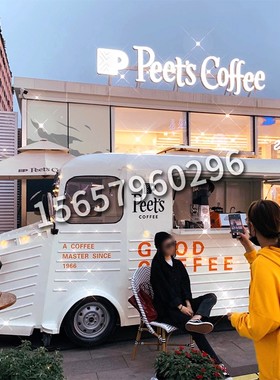 定制1:1雪铁龙巴士餐车奶茶售卖车小吃车步行街景区商场美陈摆件