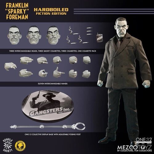 Mezco one:12富兰克林 黑帮公司杀手黑白限定6寸1/12可动布衣人偶