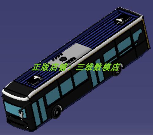 28厘米电动新能源巴士公共汽车客车 3D打印素材三维几何数模型stp