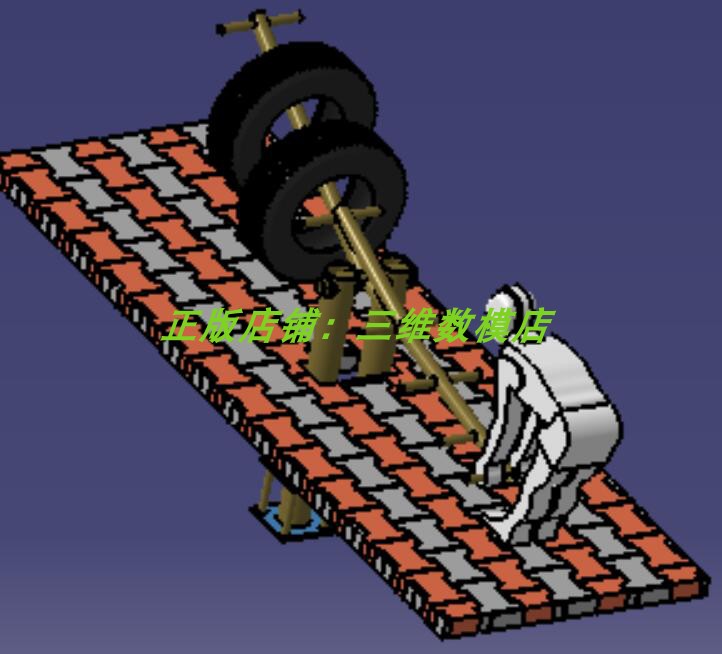 家庭院子健身器材 轮胎跷跷板假人男人地板砖块 3D三维几何数模型