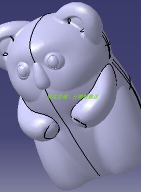 考拉熊koala玩偶三维几何数模型3D打印素材树袋熊卡拉熊stp 3dm