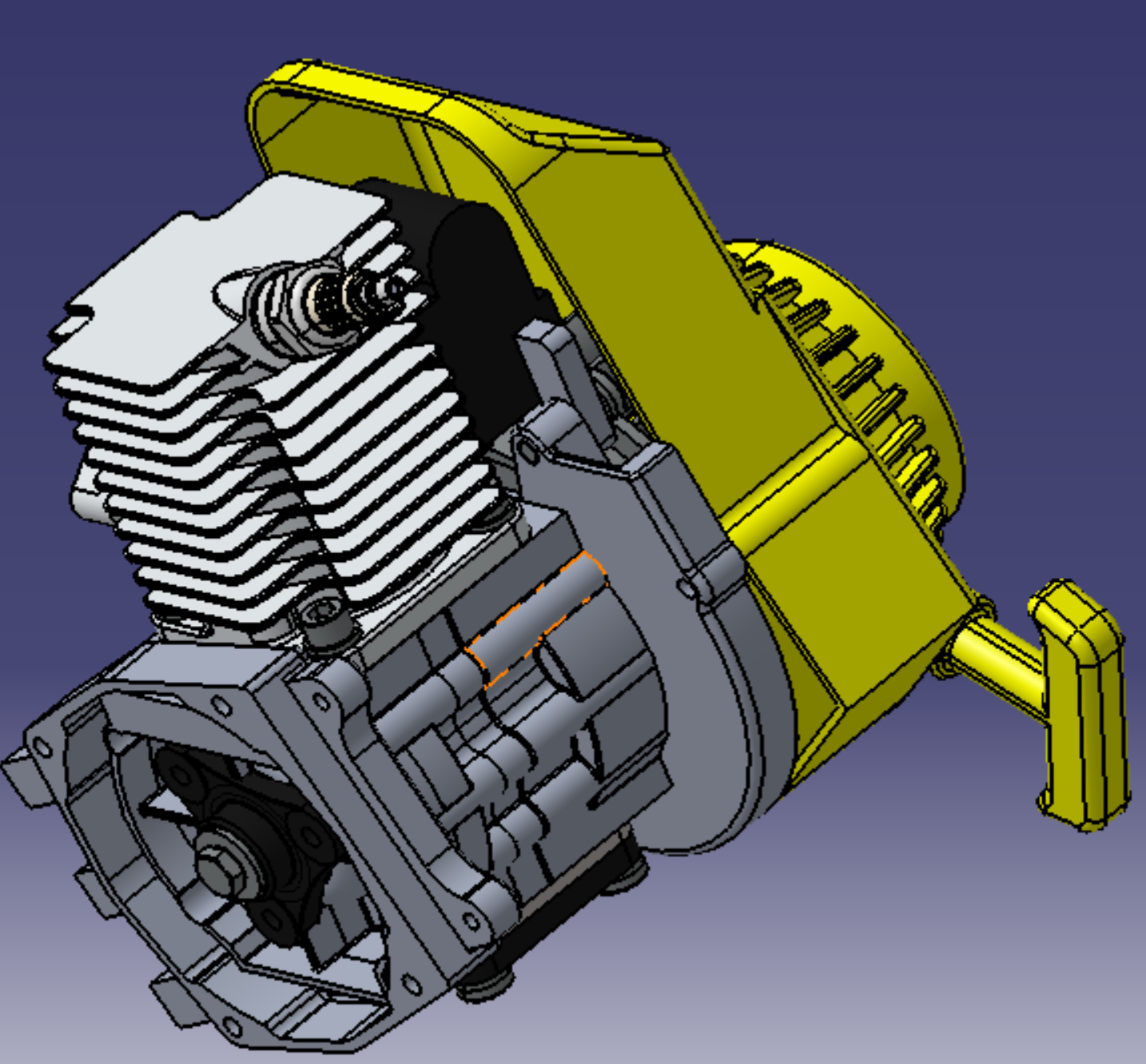 迷你小型1单缸汽油发动机3D三维几何数模型曲轴连杆活塞火花塞stp