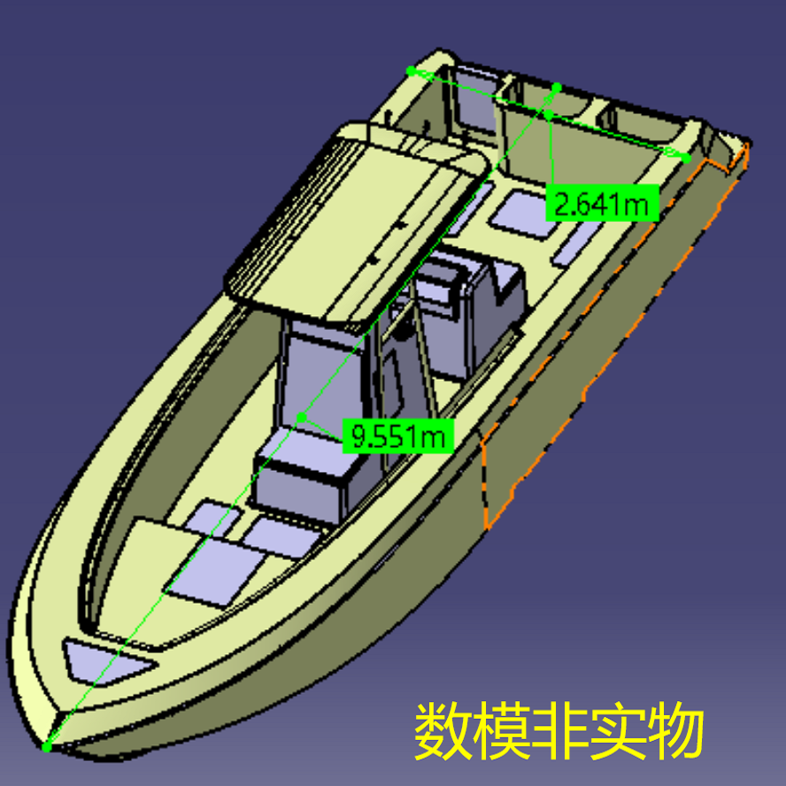 10米渔船快艇3D三维几何数模型垂钓船舶游艇图纸CAD曲面造型