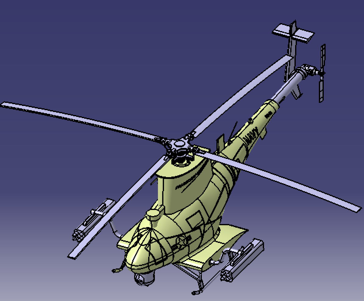 6.6米美国海军无人机火力武装侦察机直升机曲面3D三维几何数模型