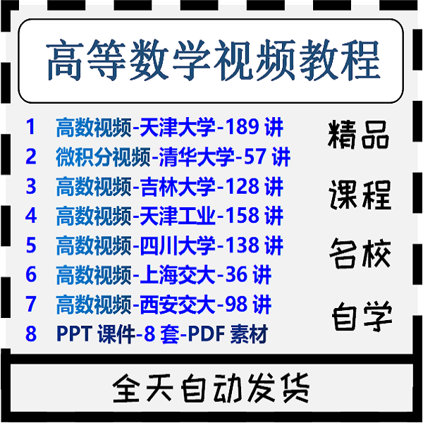高等数学微积分视频教程同济大学五六版高数自学入门课程PPT课件
