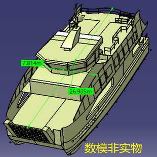 大型双体轮船客船曲面3D三维几何数模造型stp图纸模型双层游渡轮