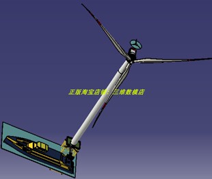 海上风力发电机平台直升机飞机停机坪客货船坞停靠3D三维几何模型
