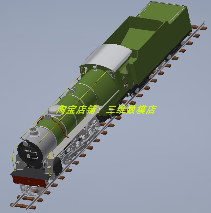蒸汽机车火车列车轮铁路轨道三维几何数模型3D打印转向架inventor