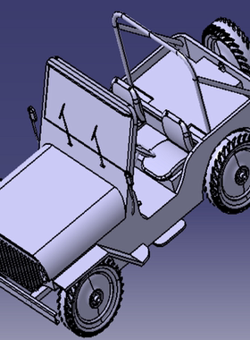 美式美国军队汽车辆吉普车越野车曲面3D三维几何数模型Solidworks