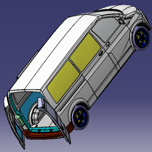 5m大众面包车侧滑移门汽车微型中巴客车曲面座椅3D三维几何数模型
