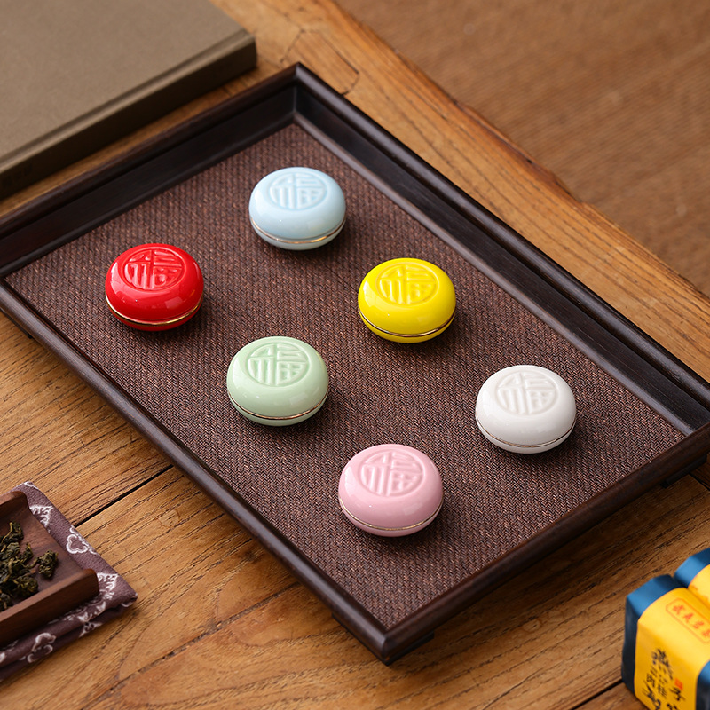 古风口脂盒口红分装瓶陶瓷罐小号复古diy制作工具小瓷瓶胭脂盒子