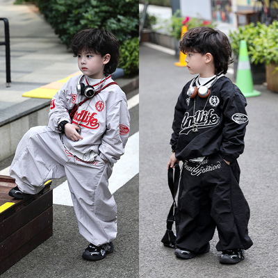 Jimmy妈童装【美式少年】春季新款儿童字母绣花复工风休闲套装