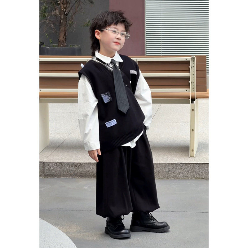 Jimmy妈童装【校园男神】秋冬·学院风马甲纯色简约长袖衬衫
