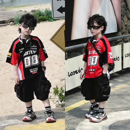 Jimmy妈童装【重磅来袭】夏季·拼色机车风短袖T恤