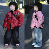 Jimmy妈童装 儿童印花夹棉棒球服皮衣外套 新款 一眼沦陷 冬季