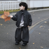 极简刚需 外套长裤 冬季 Jimmy妈童装 新款 儿童呢子夹棉开衫 套装