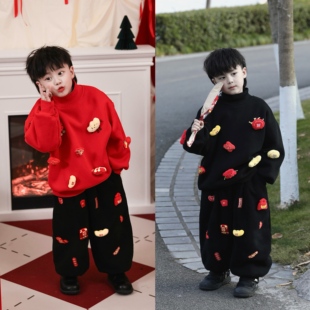 Jimmy妈童【八方来财】冬季新款儿童DIY可拆卸挂件加绒卫衣