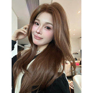 《小情歌》假发女全头套仿真人发丝日常高层次长直发中分亚麻棕色