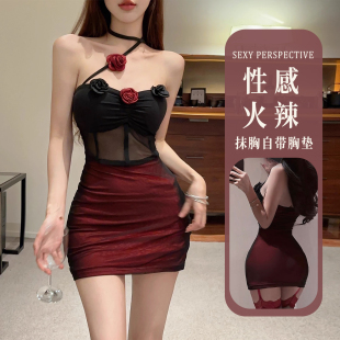 带胸垫性感睡衣小胸情趣味内衣秘书制服包臀裙情侣约会火辣qqny