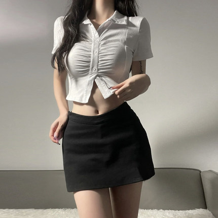 性感睡衣女2025夏新纯欲风衬衫情侣趣味包臀裙高级感秘书制服qqny