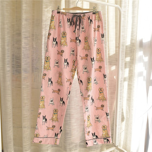 春秋加肥加大家居裤 欧美女全棉磨毛绒布睡裤 可爱卡通动物宽松长裤