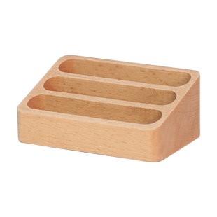 创意木质名片盒前台高档商务桌面摆放名片架子卡片收纳盒实木榉木黑胡桃木展会名片座可定制LOGO