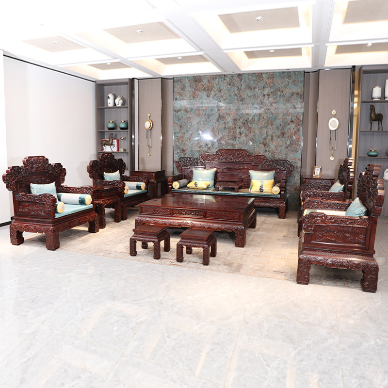 红木沙发红酸枝绒毛黄檀东阳实木加大款深雕中式硕果累累国标红木,住宅家具,红木沙发,淘宝优惠券,粉丝福利购,淘宝优惠卷