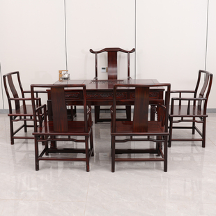 国标红木茶桌印尼黑酸枝阔叶黄檀茶桌茶台南宫椅家用轻奢茶桌组合