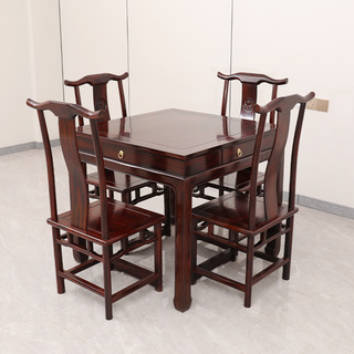 红木四方桌阔叶黄檀红木小方桌茶桌棋牌桌印尼黑酸枝餐桌客厅家具