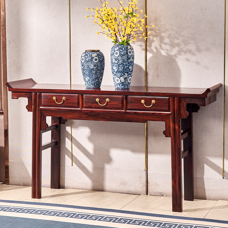 红木家具黑酸枝木供桌翘头案明式玄关桌条案香案雕花神台案玄关桌