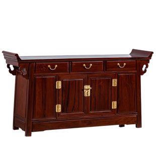 东阳红木家具老挝红酸枝木餐边柜巴里黄檀雕花翘头客厅实木玄关柜