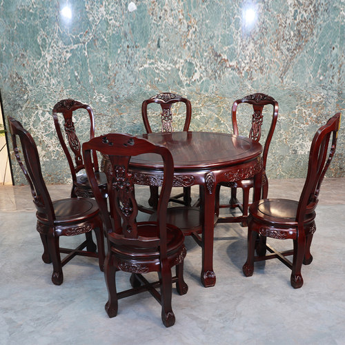 红木餐桌圆桌中式餐台小户型饭桌