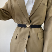 女士松紧弹力束腰显瘦腰带爱心扣时尚 百搭配连衣裙大衣外套细皮带