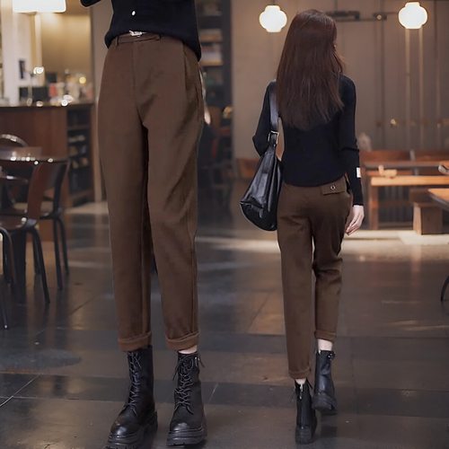 2025秋冬新款加绒高腰镰刀哈伦裤