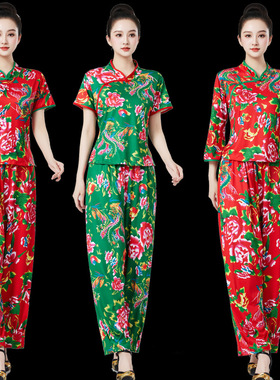 广场舞服装新款套装民族风演出表演舞台服东北大花秧歌服裤子套装