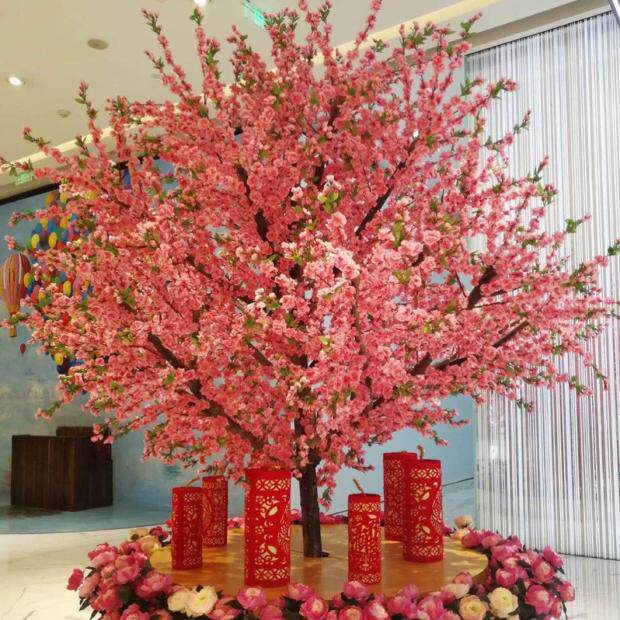仿真桃花花艺套装桃花树  装饰客厅落地婚庆许愿树爱情橱窗包邮