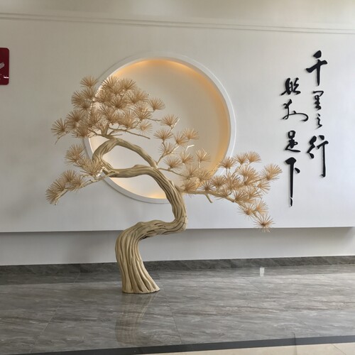 仿真松树假罗汉迎客松白雪松酒店餐厅拍摄道具装饰造型假松树包邮 - 封面