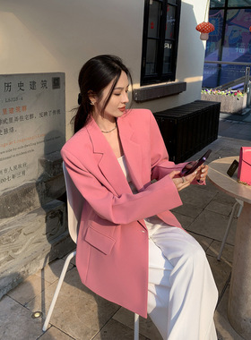 2745大码女装西装外套女高级感胖mm新款韩版休闲百搭宽松廓形西服