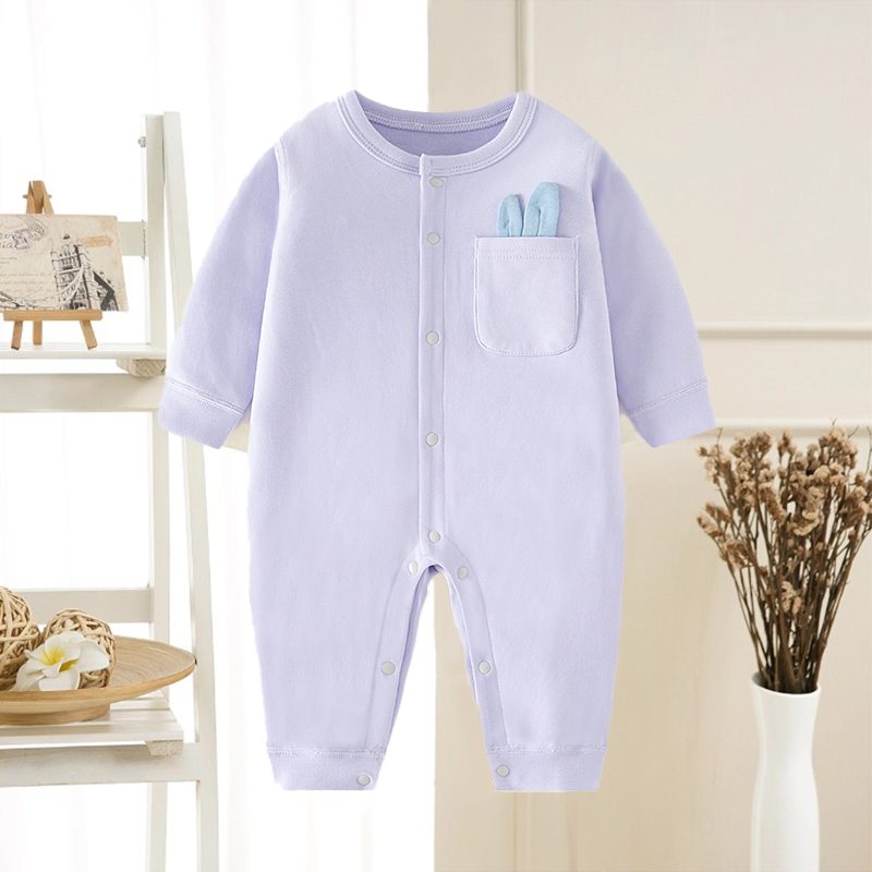 婴儿可爱连体衣长袖无骨春秋纯棉百搭哈衣男女宝宝长袖四季爬服