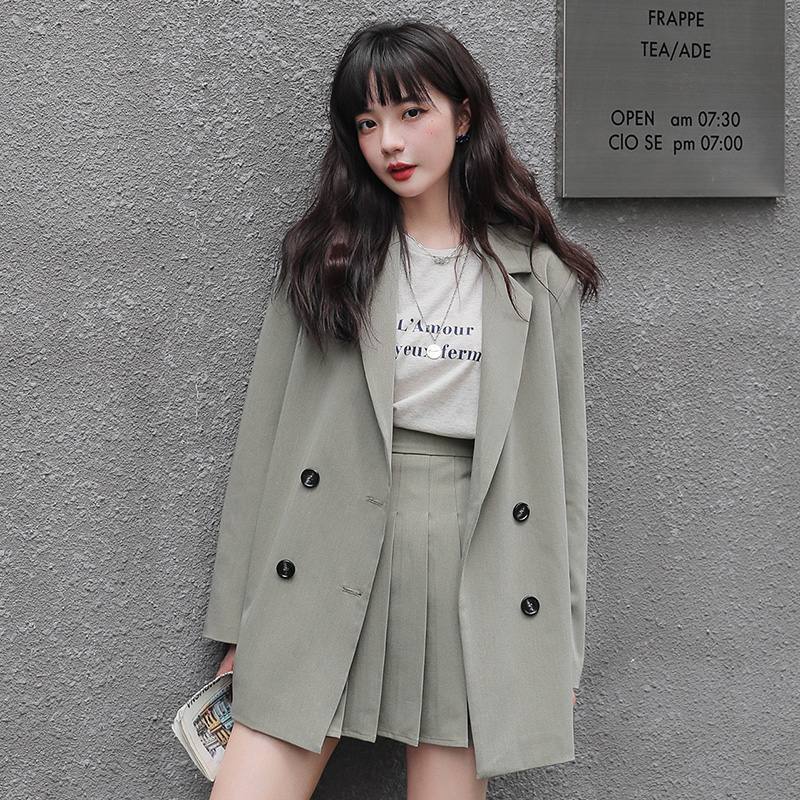 西装套装女春秋季2025新款小个子高级感jk制服学院风百褶裙两件套