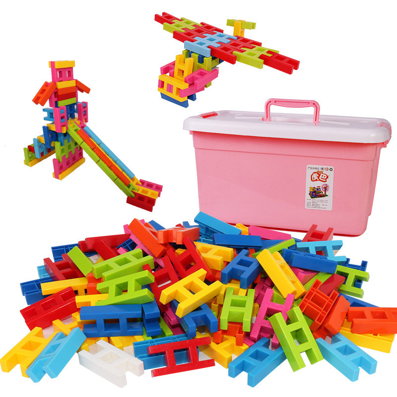 益智早教拼插幼儿园宝宝h形楼梯积木1-2-3-5-6周岁儿童玩具女男孩