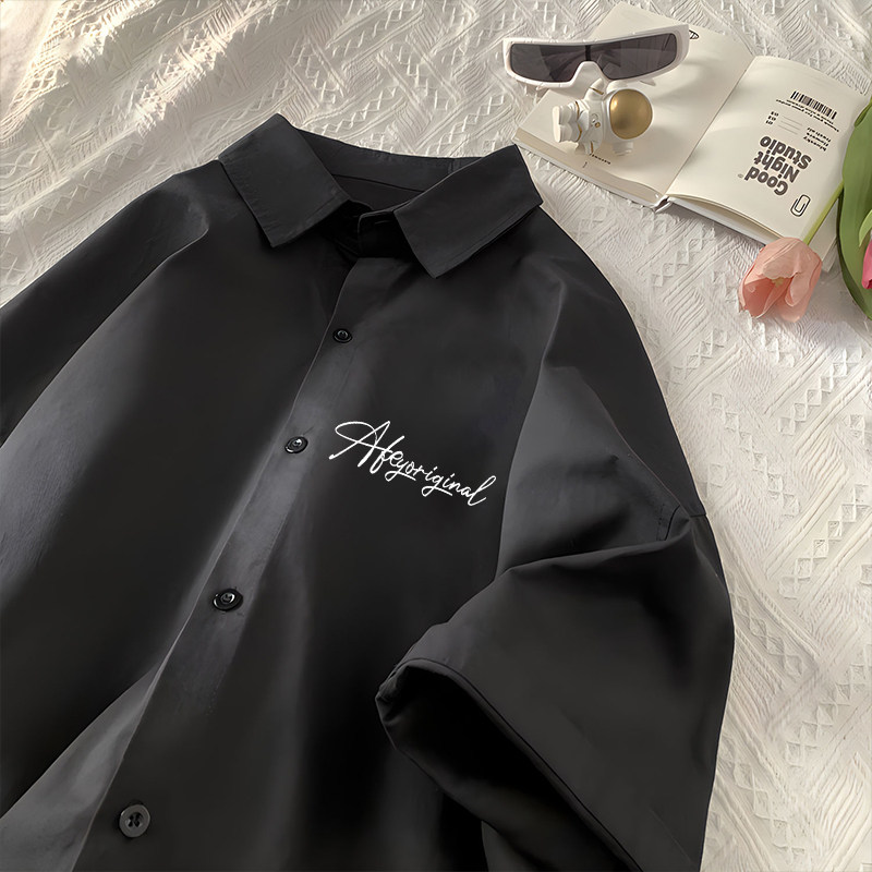 夏季短袖衬衫潮男穿搭五分袖