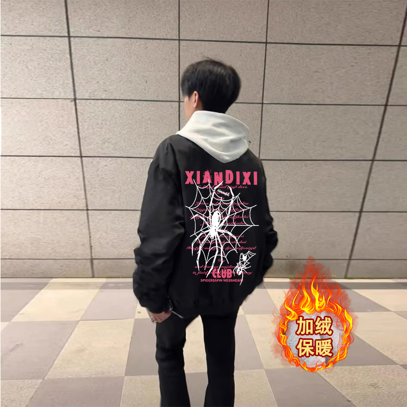 加绒加厚秋冬潮男穿搭棉衣服