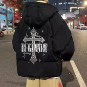 棉衣外套男装 冬季 新款 卡通连帽面包服加绒厚棉袄宽松学生潮流棉服