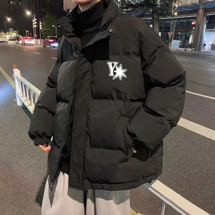 加绒加厚港风棉服2023新款棉衣男外套冬季ins棉袄黑色情侣面包服
