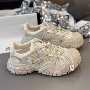 丑萌鞋女2026春夏季新款户外徒步登山鞋镂空老爹鞋厚底休闲运动鞋