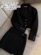 外套高腰毛呢短裤 黑色洋气小香风套装 高级感西装 短款 女冬季