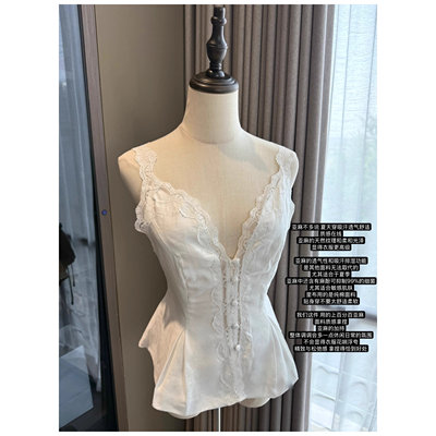 【浅夏物语】超仙 私服全亚麻质感蕾丝吊带