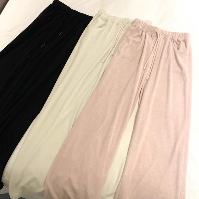 粉色bf慵懒风宽松直筒休闲裤女秋季垂感高级感针织拖地裤子